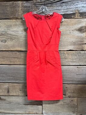 Gianni Bini Sheath Dress with Back Lace, Red, Size 2